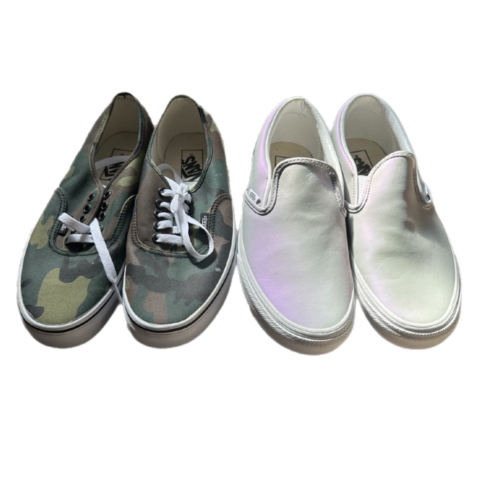 Vans Camouflage and White Slip-On Sneakers Bundle!